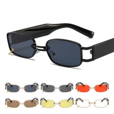Vintage Small Rectangle Sunglasses Retro Trendy Square Metal Frame Sun Glasses