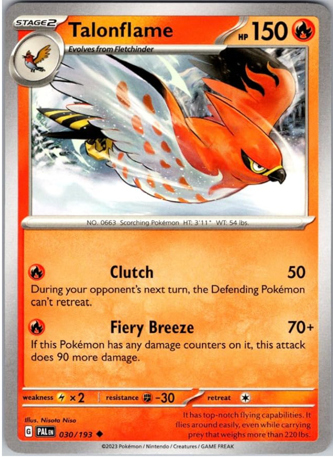 Pokemon - Talonflame - 030/193 - Uncommon - Paldea Evolved - NM/M - NEW