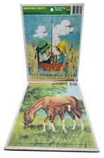 Vintage 1973 Merrigold Press Frame Tray Puzzles Set Boating Party  Horse  Colt