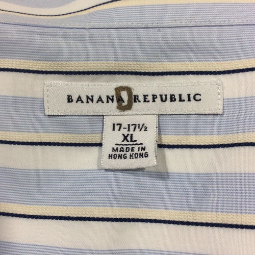 BANANA REPUBLIC Men’s Striped Button Up Long Sleeve Shirt Size XL 17-17 1/2 - Picture 4 of 12