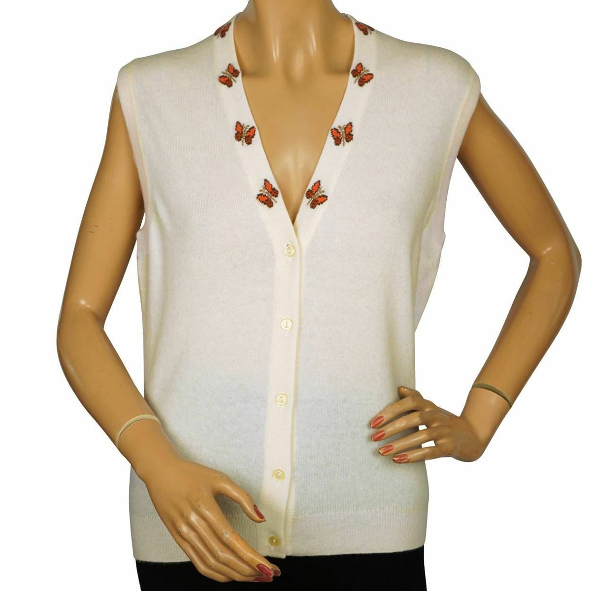 Vintage 1970s Unused Scottish Cashmere Sweater Vest Sleeveless 