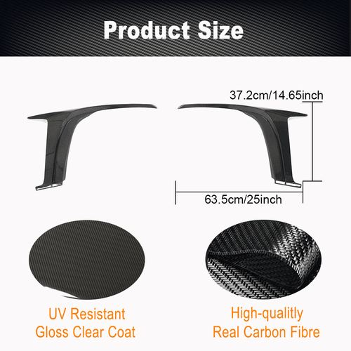 Fit for Jaguar F-type X152 16-19 Real Carbon Front Bumper Fins Splitters Canard - Picture 6 of 11