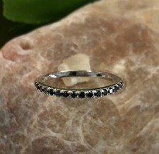 0.25ct Simulated Black Diamond Wedding Band Ring Anniversary White Gold Plated