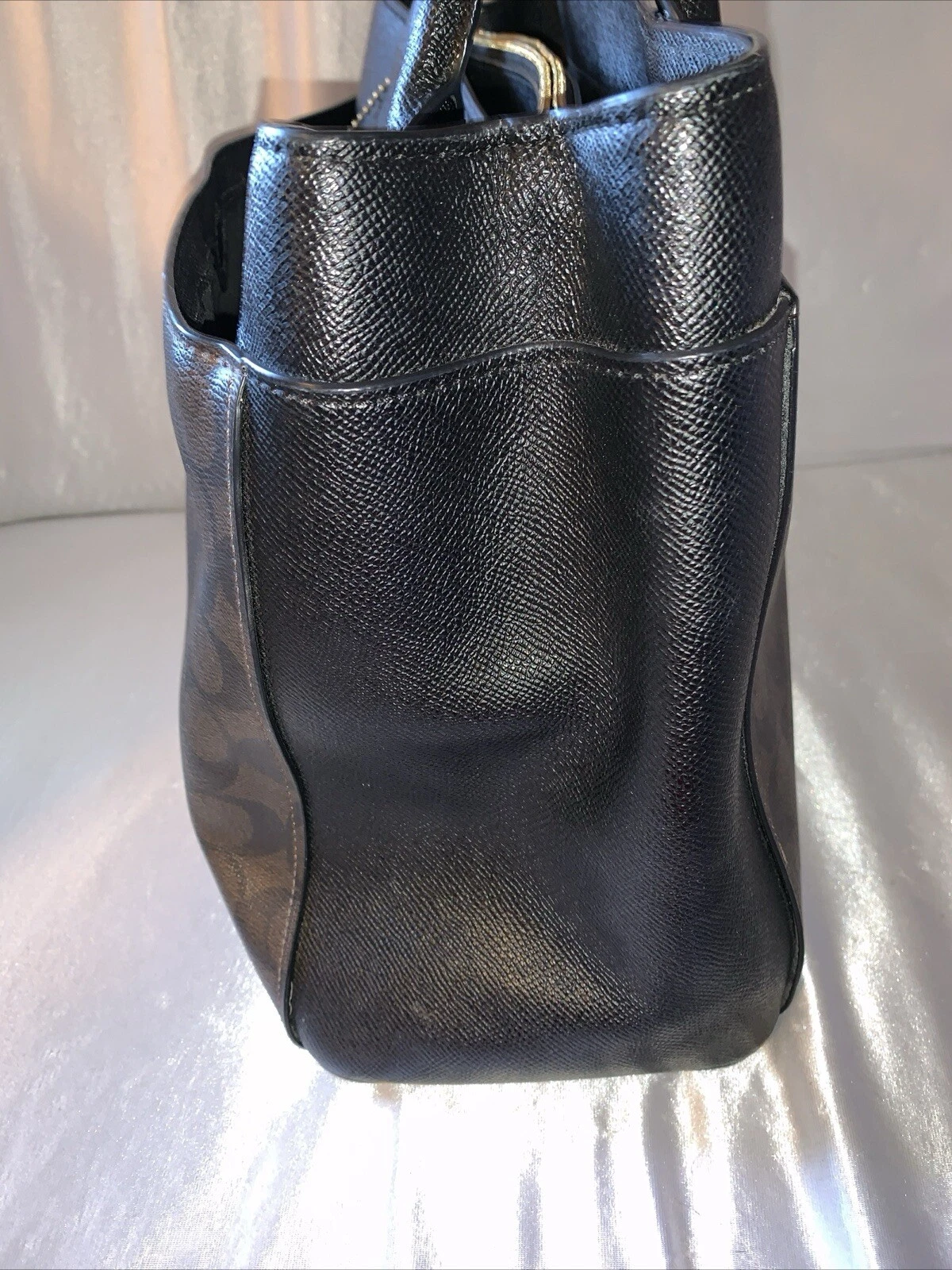 Borsa Coach Casey F31475 Signature Canvas nera marrone scuro multitasche