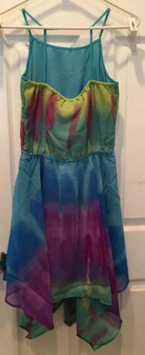 NEW Childrens Place Girls XL 14 Dress Tie Dye Green Purple Yellow Blue - Picture 2 of 3