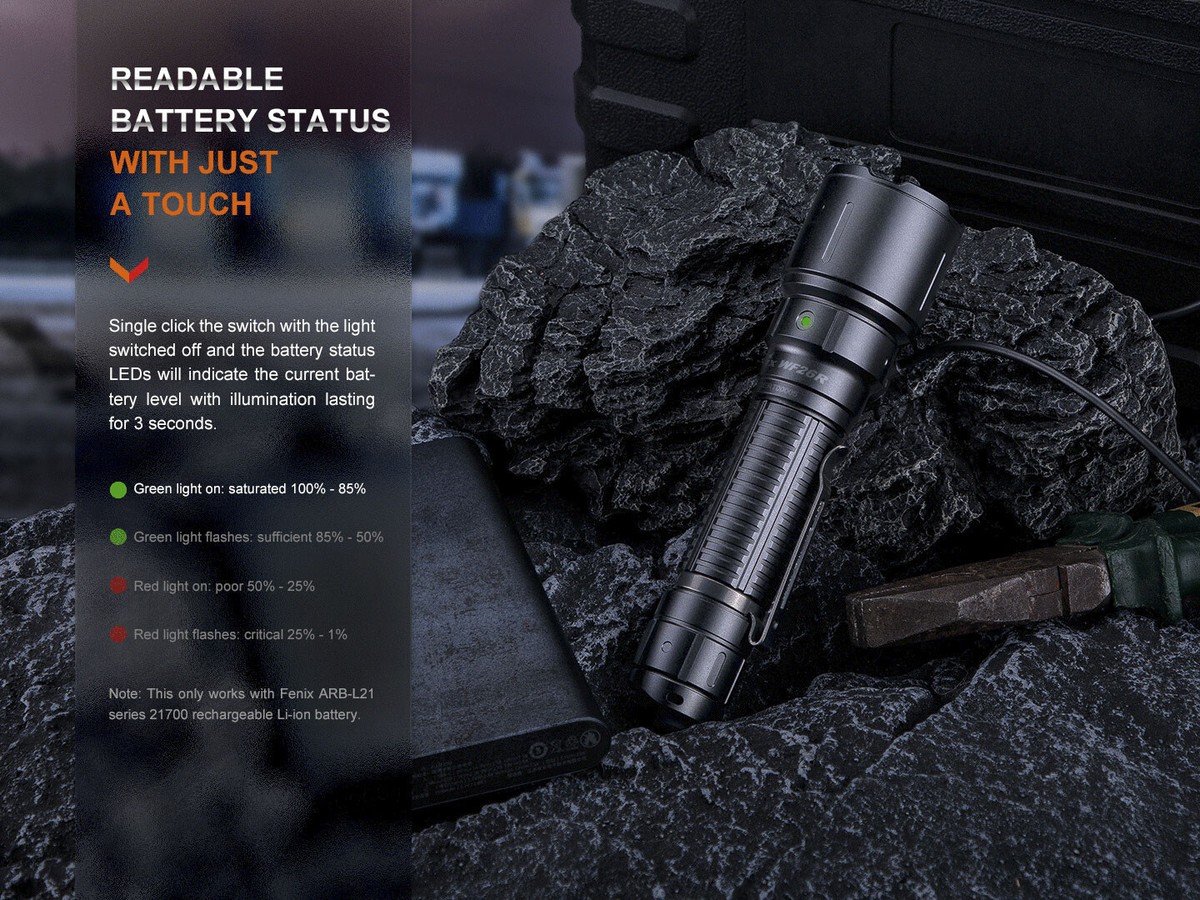Fenix WF26R Rechargeable Police Flashlight - 3000 Lumen Super Bright, Charging Cradle, 5000mAh Battery - View #11