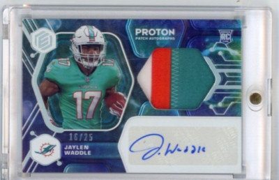 2021 Elements Jaylen Waddle Rookie Proton Patch Autograph RPA #d 16/25 Dolphins