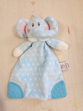 Baby Ganz Elephant Lovey Soft Blue Polka Dot Teether Rattle Infant Toy