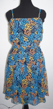 Forever 21 Blue Floral Elastic Waist Blouson Sun Dress Sz S