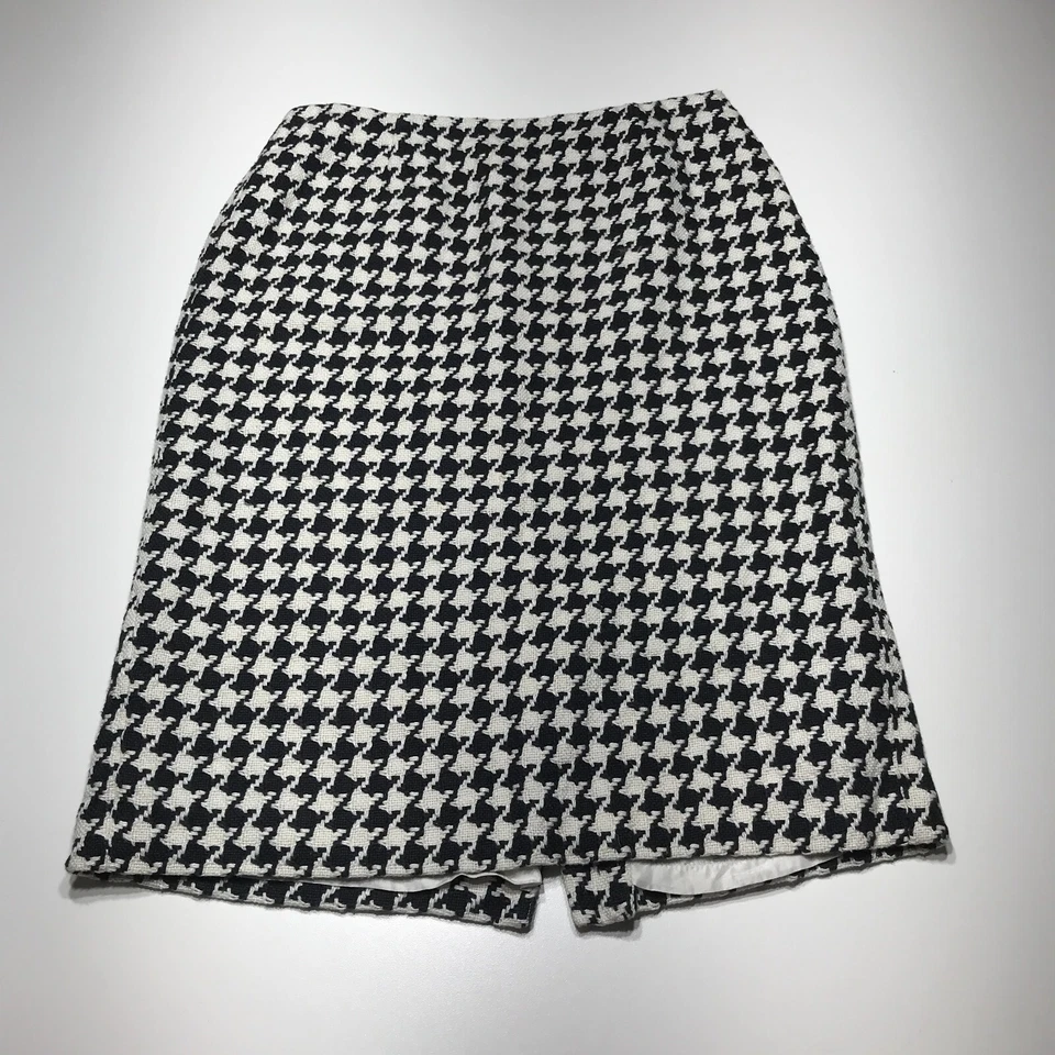 Юбка женская Dana Buchman размер 6 черная белая тканая гончая карандаш хлопок лен - Изображение 2 из 4