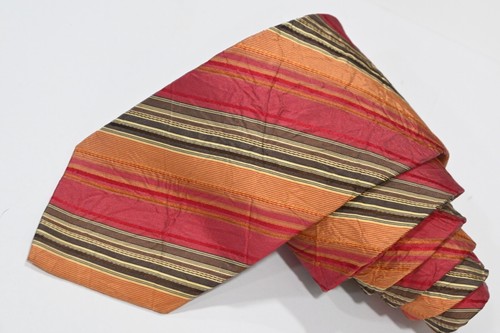 KENZO STRIPED RED SILK MEN'S Neck Tie W:3 1/2" BY L:62"