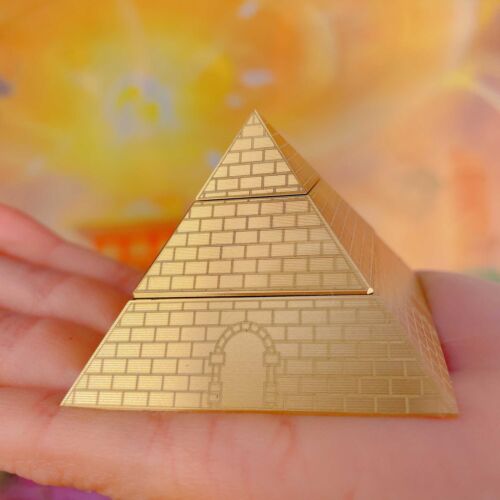 Rotatable Golden Brass Egyptian Pyramid Fidget Spinner 3 Layers Desk Decor Toys - Picture 6 of 6