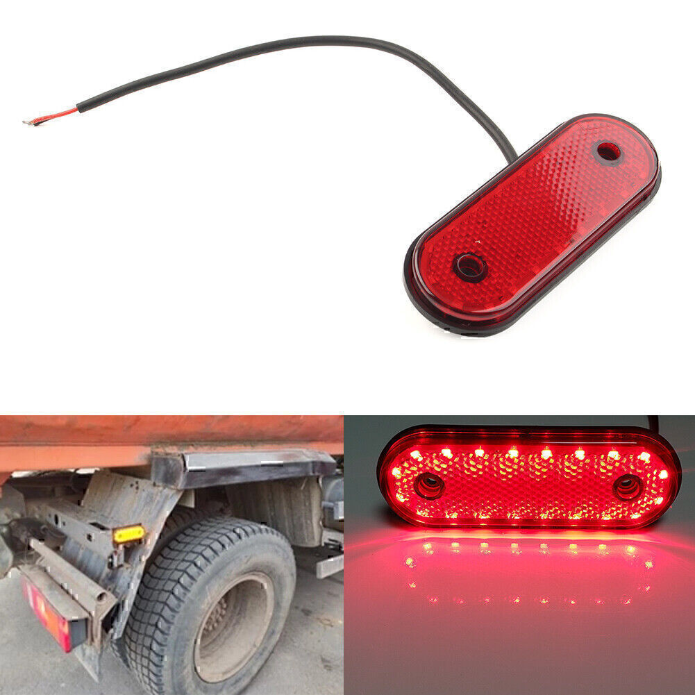 20 LED Oval Side Marker Indicator Light Tail Lamp Red For Trailer Truck Lorry
