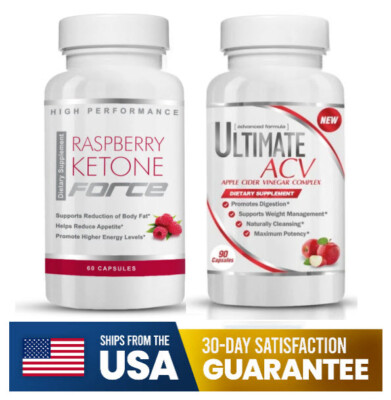 Raspberry Ketone Force(60 ct)+Ultimate ACV(90 ct) Bundle-Detox-Cleansing-Natural