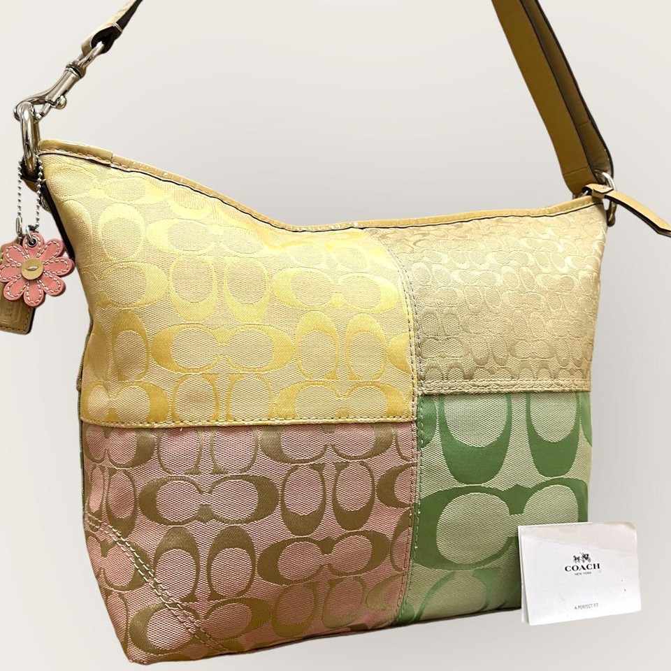 COACH Shoulder Bag Patchwork Canvas Enamel Colorful From Japan eBay