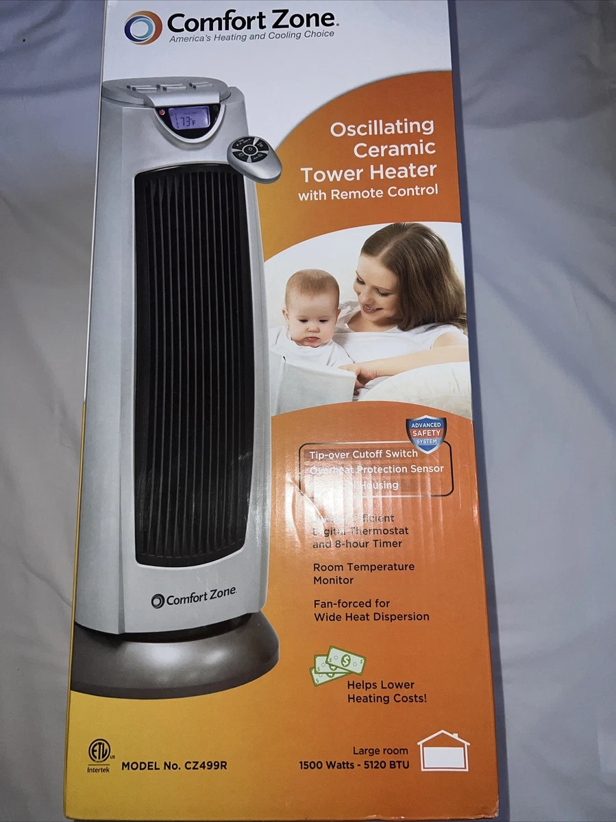 Comfort Zone Cz499r Oscillating Heater Tower With Remote, Model No CZ499R |  eBay