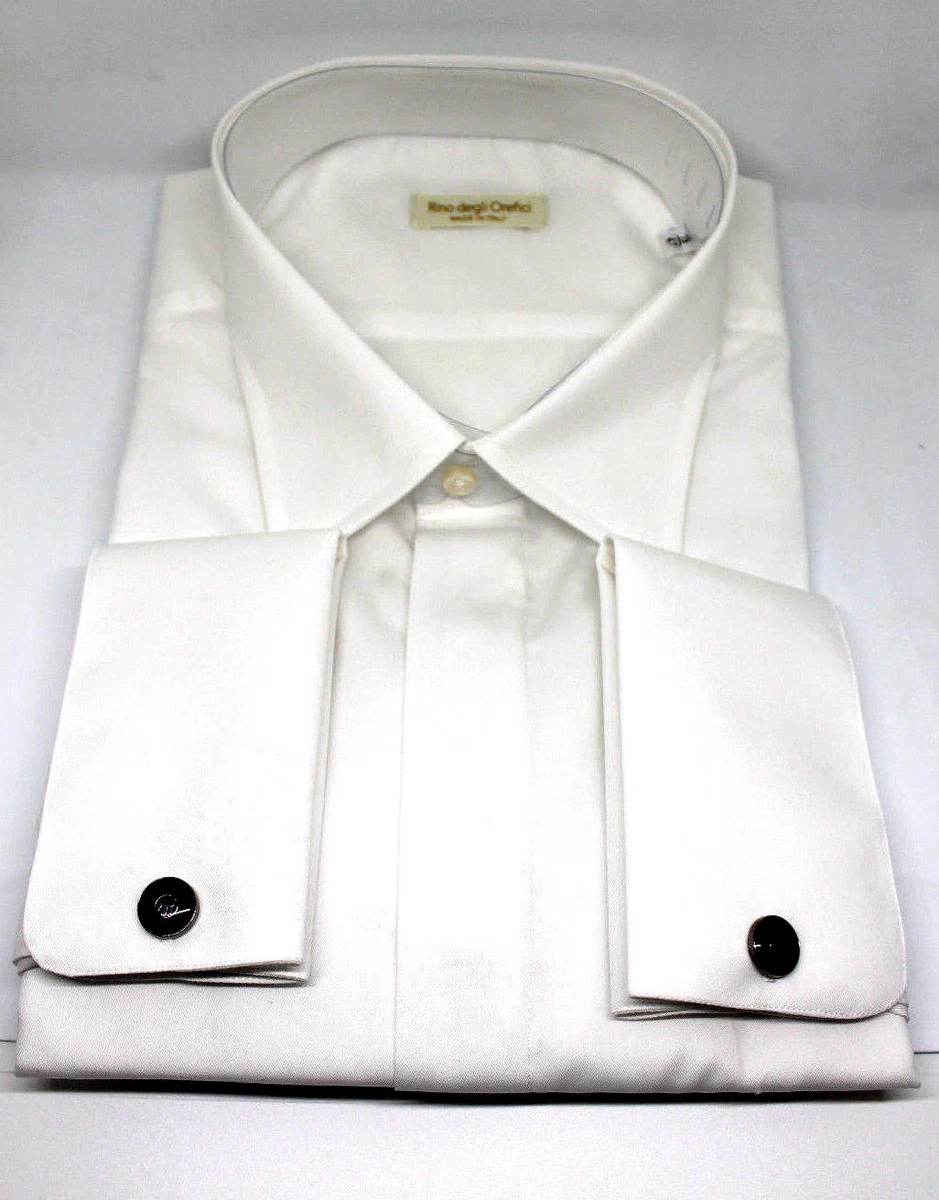 Camicia uomo slim fit BIANCO cerimonia gemelli made in italy shirt