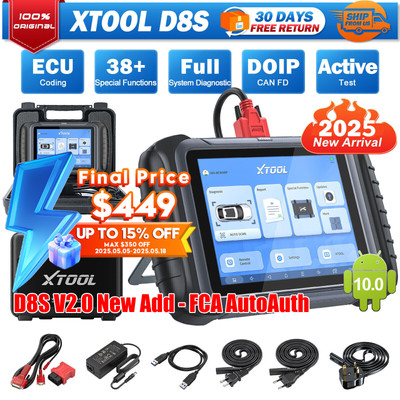 XTOOL D8S V2.0 Bi-directional OBD2 Diagnostic Tool Code Reader ECU Coding FCA
