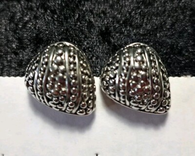 Michael Morrison Silver Tone Teardrop Shaped Button Style Earrings Signed MX