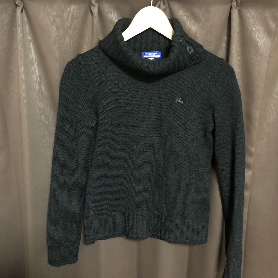 Burberry London Blue Label Black Wool Turtleneck Sweater 38 Italy Made
