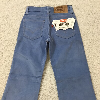 VINTAGE 1973 LEVIS SADDLEMAN BOOT JEANS BLUE CORDUROY 316-1512 Sz