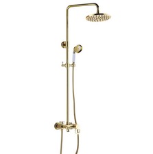 Modern Gold Brass Bathroom Rain Shower Faucet Set with Wall Tub Mixer Tap 2gf412
