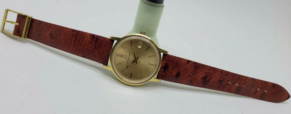 Б/У ВИНТАЖНЫЕ АВТОМАТИЧЕСКИЕ МУЖСКИЕ ЧАСЫ ETERNA-MATIC С ЗОЛОТЫМ ЦИФЕРБЛАТОМ ПОЗОЛОЧЕННЫЕ ДАТА - Изображение 3 из 4