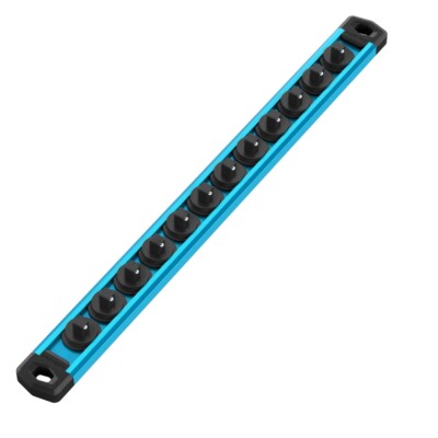 WORKPRO 1/4-Inch Magnetic Socket Organizer Aluminum Alloy Socket Rail Sky Blue