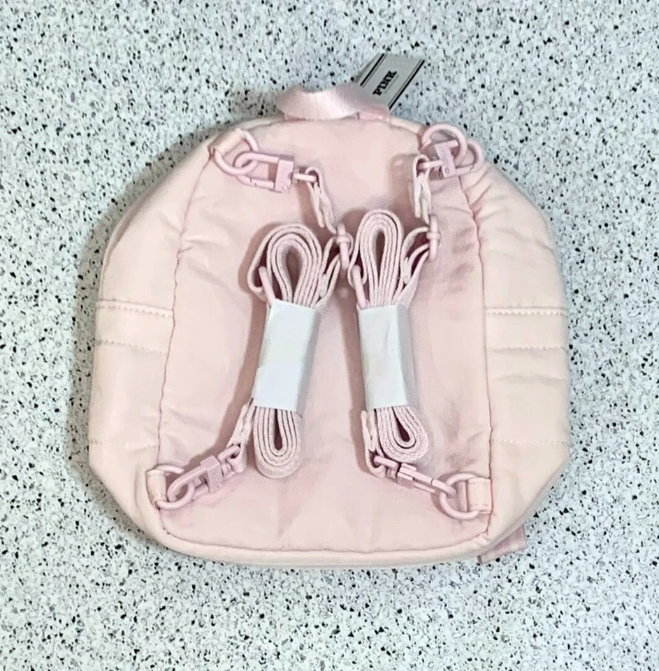 Victoria's Secret PINK Mini CONVERTIBLE Backpack Purse & Card Case PINK TULIP - Image 3 of 4