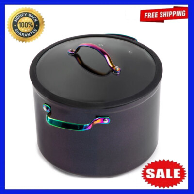 Non-Stick 8 QT Signature Stock Pot with Glass Lid Kitchen Cooking Pot Cooker
