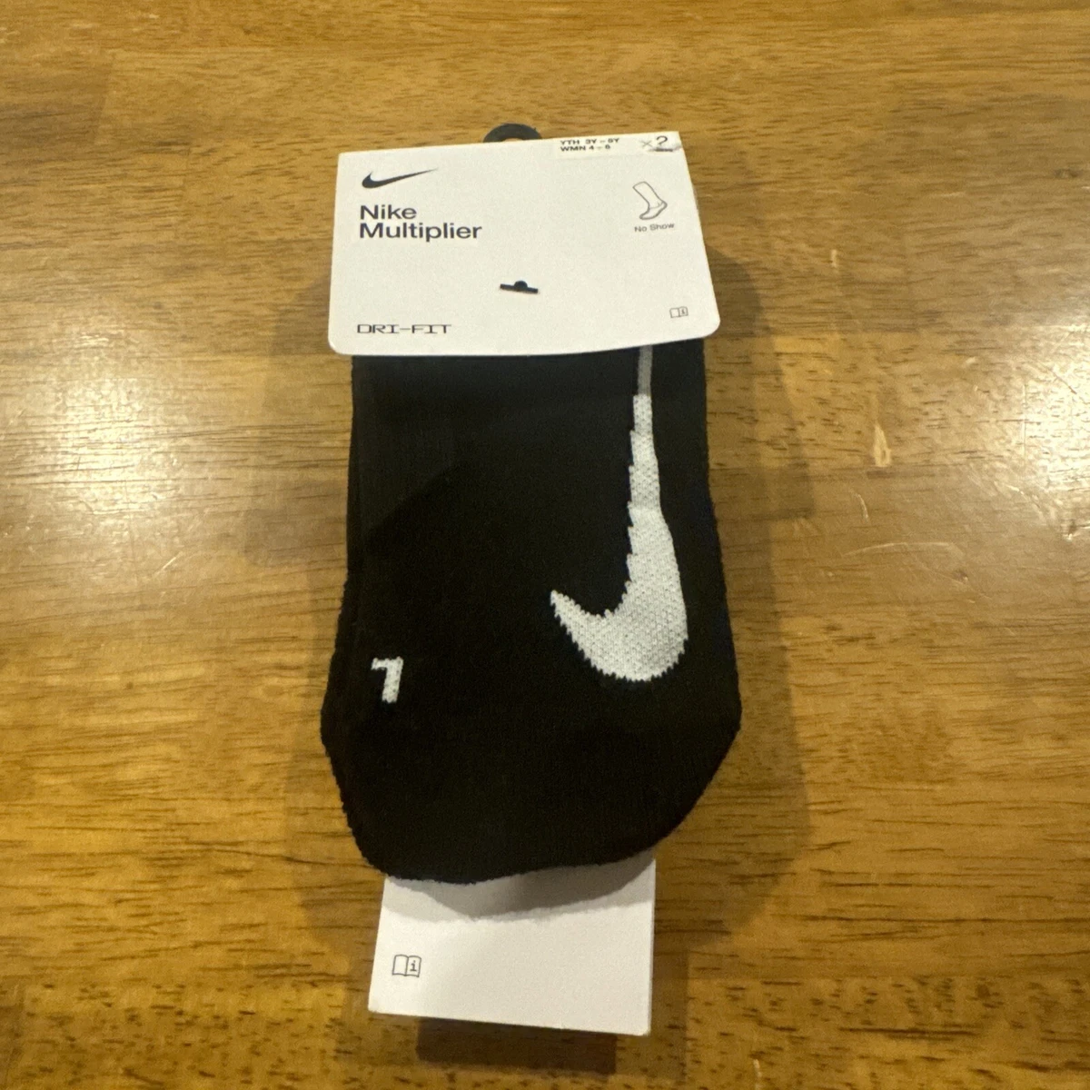 Nike Multipler No Show Socks 2 Pair Black SX7554 010 Small 4-6 New