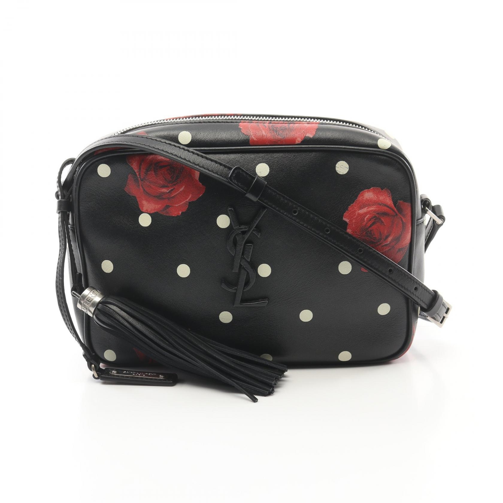 Borsa a tracolla YVES SAINT LAURENT YSL Monogram 495929 pelle nero rosso bianco usata