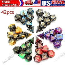 6 Colors 42pcs Polyhedral Dice Set for DND RPG MTG Game Dungeons Games + Bag