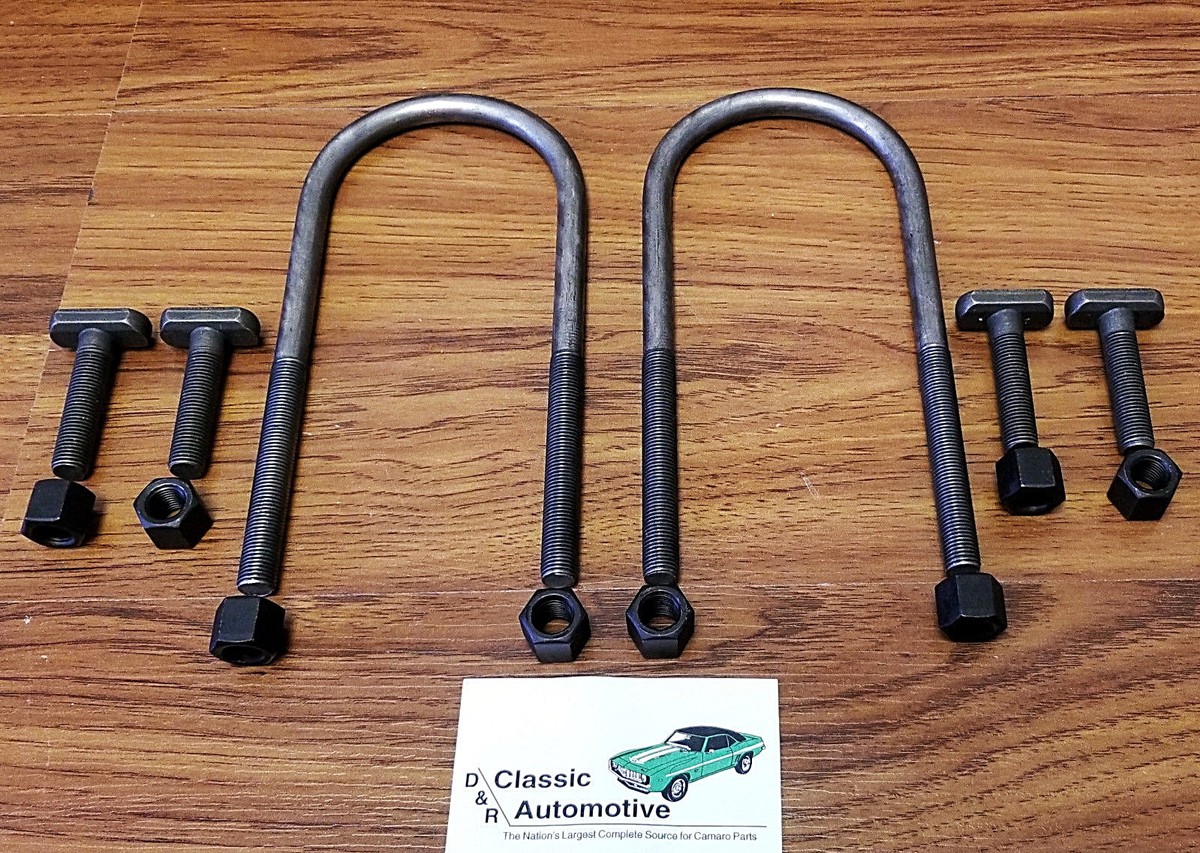 4pc Long Leaf Spring T-Bolts With Tall Nuts - For Camaro, Firebird, Nova & Other Classics