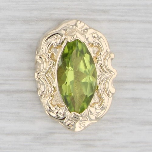 2ct Marquise Peridot Slide Charm 14k Yellow Gold Vintage DHS - Picture 1 of 5