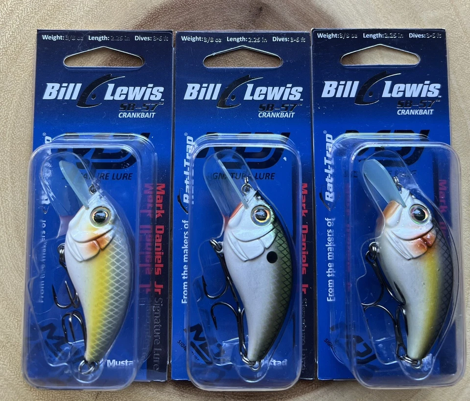 Bill Lewis (Lot of 3) SB-57 Square-bill Crankbaits, Bass, Free Shipping! NWT! - Image 2 of 4