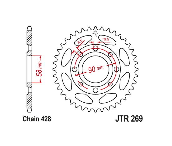 JT Steel Rear Sprocket 43T 43 Tooth CB CL MT SL TC XL 100 125 175 185 EZ90 ST90 - Image 2 of 4