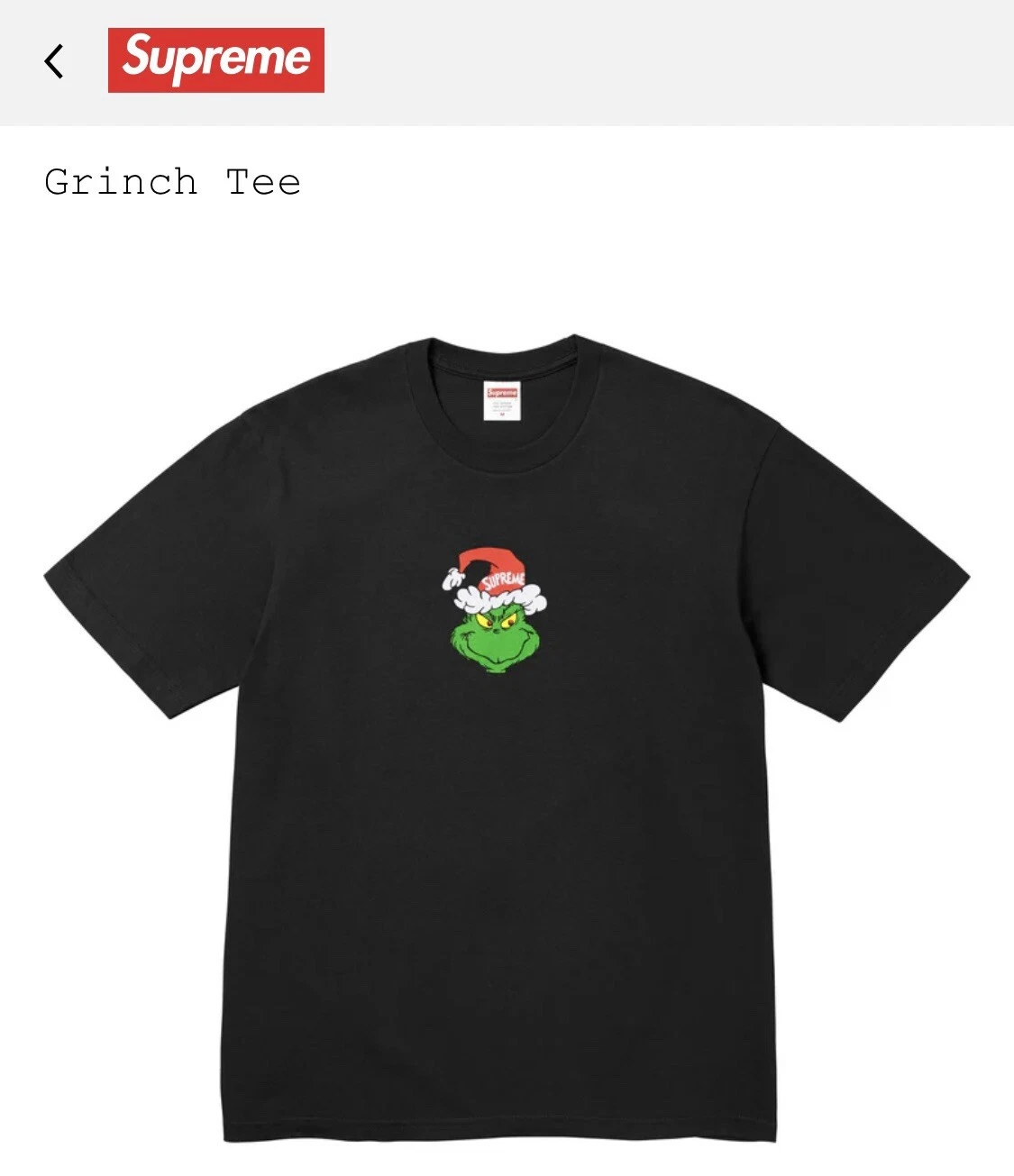 ? T shirt Supreme Grinch XXL neuf noir confirmé Noël FW24 limité