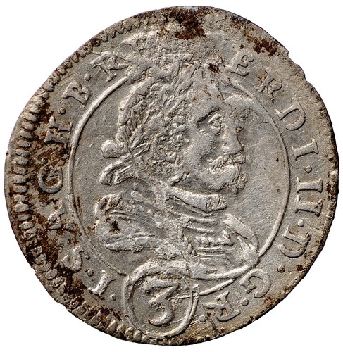 Austria 3 Kreuzer 1626 Ferdinand II, Silver Coin #13965 - Picture 3 of 3
