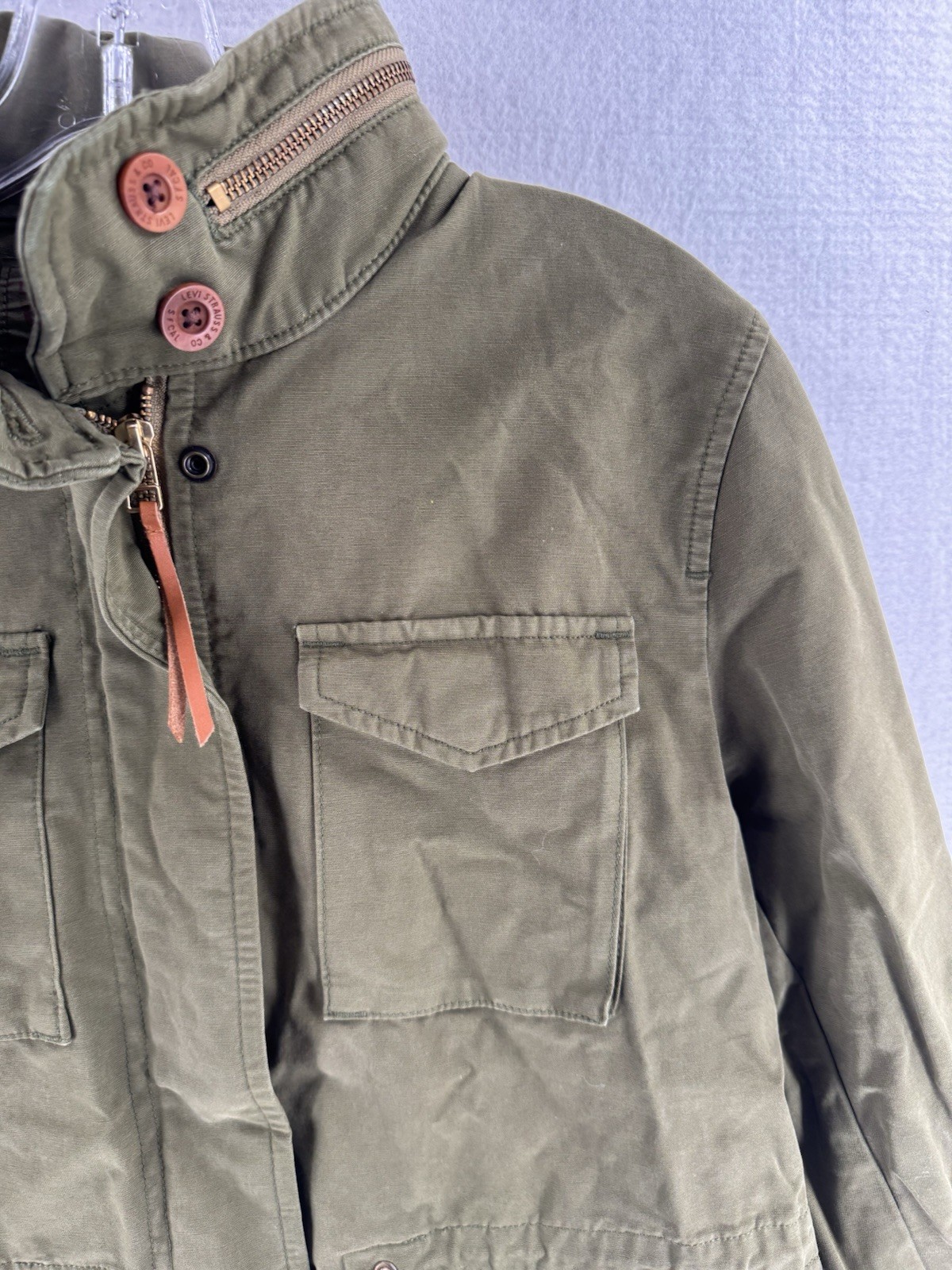 LEVI'S Full Zip Snap Button Size Small Military U… - image 6