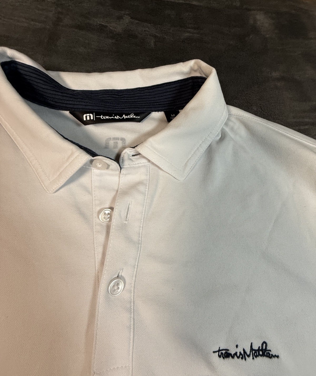 Travis Mathew Mens Polo Medium Solid & Striped Go… - image 1