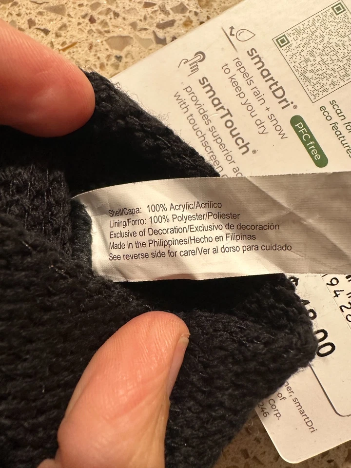 Isotoner женщин черный набор из 3 кабель полоски вязаные перчатки водоотталкивающий 1SZ новый с Ярлыками - Изображение 3 из 4