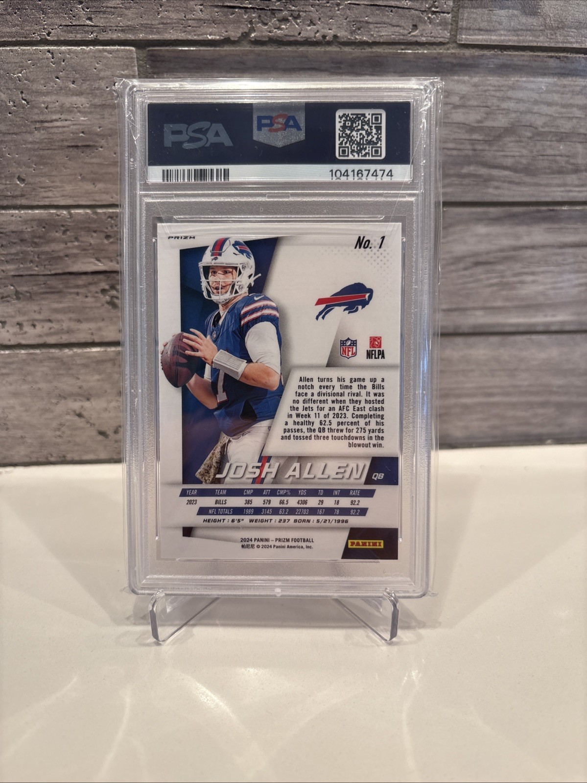 2024 Panini Prizm - Prizm Flashback Josh Allen #1 Silver Prizm PSA 10 view 2