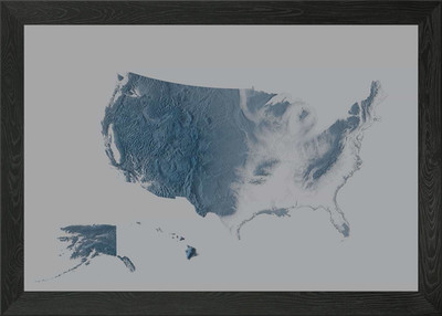 USA Relief Karte gerahmt Wandbild Poster Leinwanddruck Bild