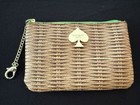 NEW Kate Spade *PACK A PICNIC Flat Pouch w/ Clip Chain* Woven Basket Print - Zip
