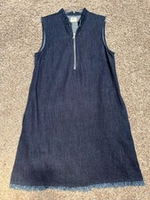 Women's GAP Dark Blue Jeans Denim Knee Sleeveless Dress Size small With Pockets