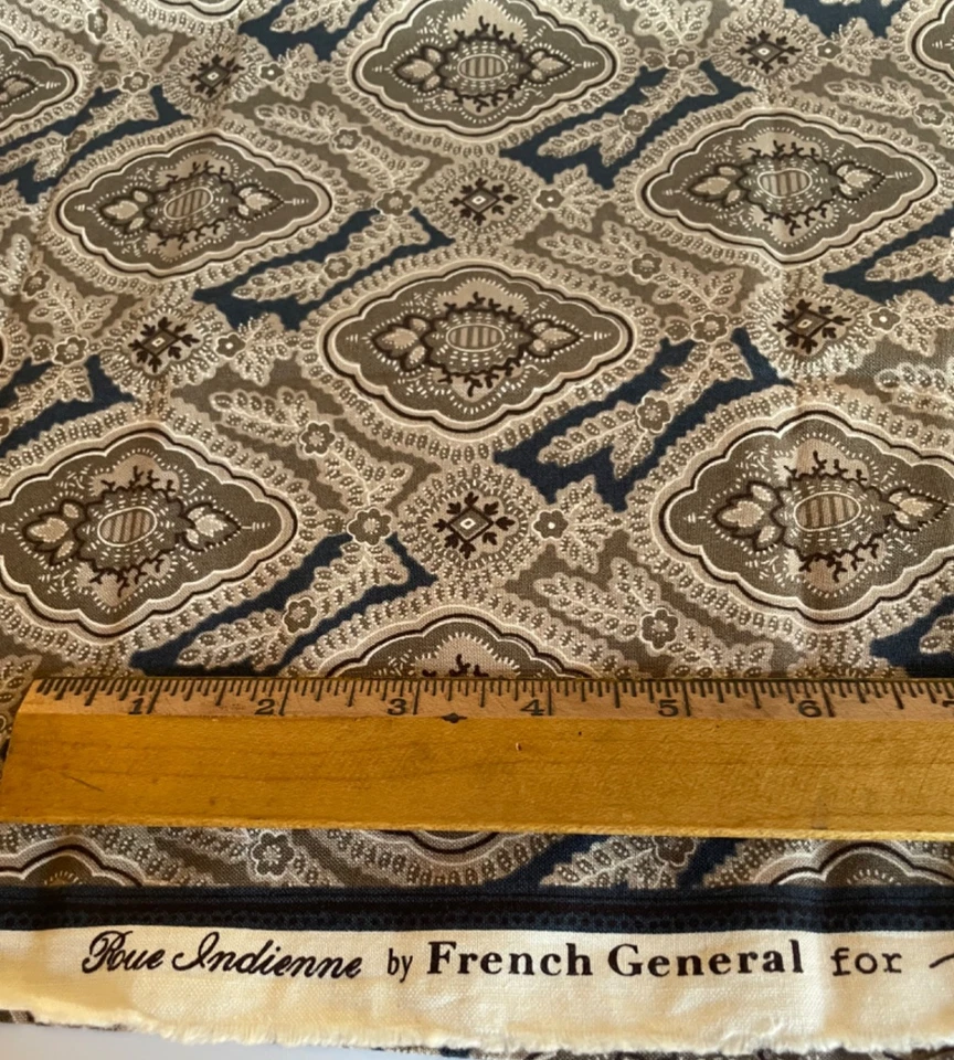 French General HTF OOP “Roue Indienne” Blue Cotton Quilt Fabric #13684 - 1/2 Yd - Image 2 of 2