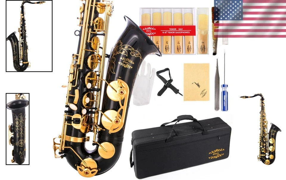 Lightweight B Flat Tenor Saxophone with Polished Black Finish & Complete Kit - Image 2 of 4
