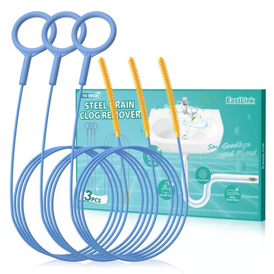 #ad 50 Inch Extra Long Drain Snake 3 Pack Reusable Sink Snake with Easy Rinse Ba... $11.87