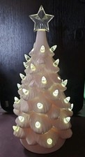 Vintage White Ceramic Christmas Tree Electric Battery Powered 12.5"